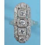 An Art Deco style diamond set panel ring, approx. ring size O See inside front cover colour