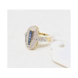 A 9ct gold, sapphire and diamond ring, approx. ring size M½ Report by NG Modern