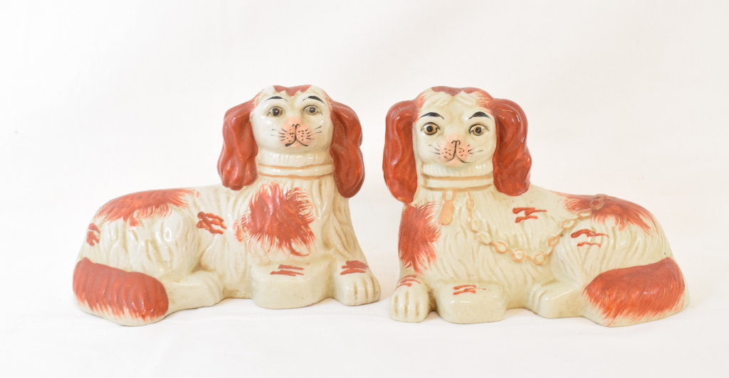A large Staffordshire pottery spaniel, 37.5 cm high, other Staffordshire and a quantity of - Image 2 of 3