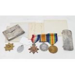 A WWI trio, with 1914-15 Star, awarded to M2-046901 Pte W Preston ASC, with an aluminum dog tag, his