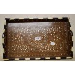 An Indian inlaid rosewood tray, decorated foliage, 46 cm wide Report by RB Generally good condition,