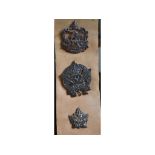 Twenty one military cap and collar badges, including 32nd & 47th Canadian Infantry