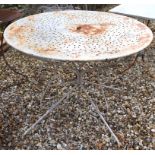 A metal garden table, 95 cm diameter
