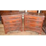 A pair of George III style mahogany bedside chests, of three drawers, on bracket feet, 61 cm wide (