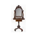 A Victorian walnut shaving stand, carved flowers, 70 cm wide see illustration