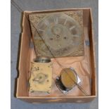 A longcase clock dial and movement, the 30 cm square brass dial signed John Rayment, Huntingdon, 8