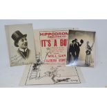 Assorted black and white photographs and autographs, dedicated to and collected by Will Gane, with