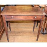 An early 19th century mahogany table, the bow front top on tapering square legs, 78.5 cm wide Report