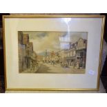 Victor W Burnand, High Street, Godalming, watercolour, signed and titled, 21.5 x 34 cm, other