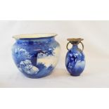 A Royal Doulton Blue Children pattern vase, restored, 17 cm high, a similar jardiniere, a Royal