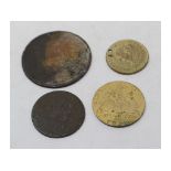 A late 18th century token, 1790 Prince of Wales Elected Grand Master, and three other tokens (4)