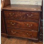 A 19th century mahogany chest, of three graduated long drawers, on bracket feet, 86 cm wide