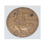 A WWI bronze death plaque, Henry Woolmer Stubbings, polished