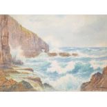 H H Bingley, Atlantic Breakers, Droskyn Point Perranporth, Cornwall, watercolour, signed,