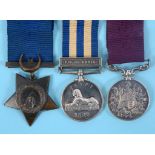 A group of three medals, awarded to 2322 CR MR Sergt T Paige RHA, comprising an Egypt Medal, with