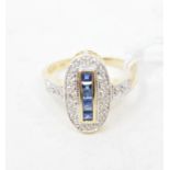 A 9ct gold, sapphire and diamond ring, approx. ring size M½ Report by NG Modern