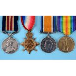 A group of four medals, awarded to 813 Pte WJ Chaffey, Dorset Yeo, comprising a Military Medal (