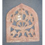 A Mughal sandstone panel, of lancet form, with floral decoration, 41 cm wide