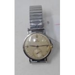 A gentleman's stainless steel Omega Chronometre wristwatch, with baton indices and numerals to the