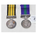 An Africa General Service Medal, with Kenya bar, awarded to Pte B Sims KSLI, and a General Service