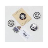 Four silver and tortoiseshell sweetheart brooches, Worcestershire Regiment (on original sales card),