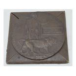 A WWI bronze death plaque, Frederick Ernest Roberts, with copy documentation (Royal Berkshire