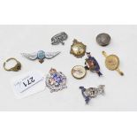 Assorted sweetheart brooches, and other items