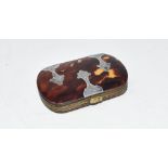 A tortoiseshell purse, with silver coloured metal decoration, 8.5 cm wide