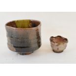 A Japanese spouted Katagachi vessel, 6 cm wide, and a similar bowl (2)