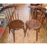 A set of eight kitchen chairs, with turned legs joined by H stretchers (8) Report by GH Around