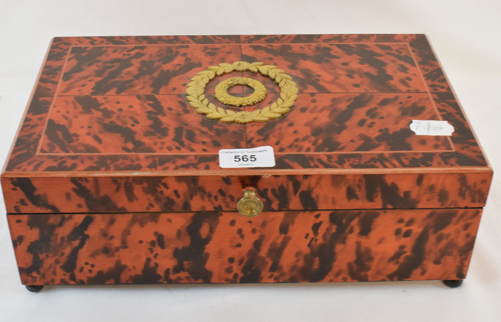 A faux tortoiseshell box, 34 cm wide