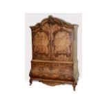 An 18th century Dutch walnut armoire, 150 cm wide See illustration Report by GH One piece of edge