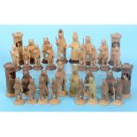 Bears of Berne, a rare late 19th/early 20th century Swiss carved soft wood chess set, the bears in