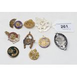 Ten sweetheart brooches, including 7th West Riding