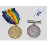A British War Medal and Victory Medal pair, awarded to 230288 Pte J Kellaway Dorset Yeo