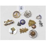 Ten sweetheart brooches, including Cameroneons, Northumberland Regiment and Yorkshire Regiment