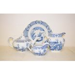 A quantity of Wood & Sons blue Yuan pattern dinner and teawares, two similar brown Yuan plates, a