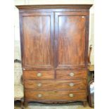 A Victorian mahogany linen press, converted for hanging, 132 cm wide Report by GH Depth of top