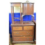 An inlaid mahogany chest, of two short and two long drawers, on bracket feet, 85 cm wide, an