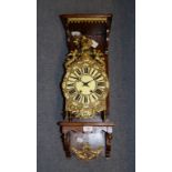 A Dutch style lantern clock, 45.5 cm high, with shelf Report by NG It has a pendulum and key