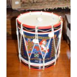 A regimental Scots Guards ice bucket, in the form of a drum, 21 cm diameter, two trays, a lantern,