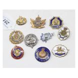 Ten sweetheart badges, including Army Cyclist Corp, Hampshire Cyclist and 147th Canadian