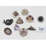 Ten sweetheart badges, including Suffolk Regiment and Bedford Regiment