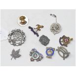 Ten sweetheart brooches, including silver South Lancashire Regiment, Canadian Rifles and Manatoba