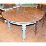 A painted pine kitchen table, 132 cm diameter