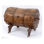 An unusual early 20th century Black Forest carved wood box, in the form of a bunch of logs