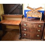 A 19th century mahogany bow front chest, of three drawers, 87 cm wide, a Canterbury, an open