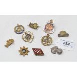 Ten sweetheart brooches, including Rifle Brigade and Dorset Regiment