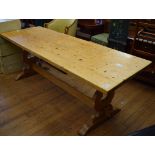 A pine refectory style dining table, 210 cm wide