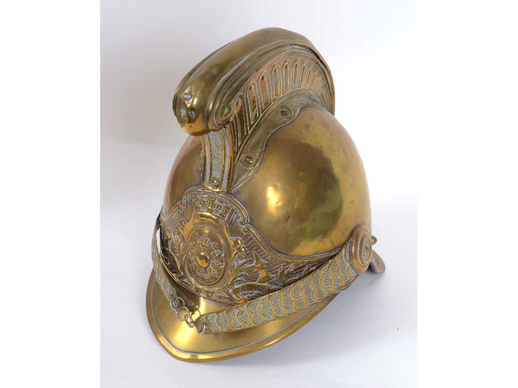 A French fire brigade brass helmet See illustration